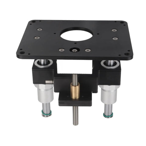 Heavy Aluminum Router Table For Tenoning And Grooving Black Woodworking Fence Jig Rock Solid with adjustable mounting features.