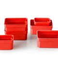 Red and black Boss Level Plastic Tool Box with wide compartments for organized storage, engineered for the daily hustle.