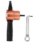 Double Head Metal Nibbler Drill Attachment For Sheet Metal Dual Head Nibbler Tool next to a wrench for Auto Body Repair
