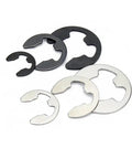 Check Out These Super Cool 65Mn Black Steel E-Clip Circlips In 10 To 100 Pack Sizes, showing assorted sizes and colors for shaft retaining.