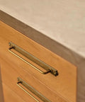 Antique Brass Drawer Pulls With Backplates Five Point Zero Four Inch Center To Center Zinc Alloy Cabinet Handles installed on wood drawers