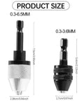 Set Of 2 Keyless Drill Chuck Adapters With Quarter Inch Hex Shank Quick Change Converter For Impact Drills and bit change extension