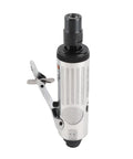Heavy Duty 1/4 Inch Pneumatic Die Grinder Angle Polisher Beast for Aggressive Grinding Rust Removal and Smooth Polishing Tasks in Cramped Areas with Low Noise Operation and Pro Grade Durability for Shop Jobs Silver Finish side view showing the ergonomic grip design.