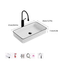USZWBY Vessel Sinks Small Apartment Bathroom Balcony Ceramic Wash Basin Above The Nordic Simple Black Edge Household Bathroom Bowl Sink with faucet dimensions