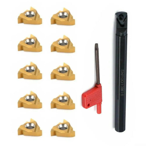 Lathe Internal Thread Boring Bar With 10 16IRAG60 Carbide Inserts SNR0013M16 CNC Turning Tool Set with wrench