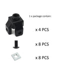 Set Of 4 2020 Aluminum T Slot Heavy Duty Foot Connectors With M8 Bolts Nuts For 20 Series Extruded Aluminum Profile Floor Mount Base Swivel Caster Corner Brackets black connector with M8 bolt and nut