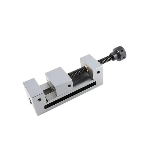 Heavy Duty Bulletproof Bench Vise Featuring Slick Flat Jaws Custom Quenched Steel Construction, compact grinding clamp viewed from above.