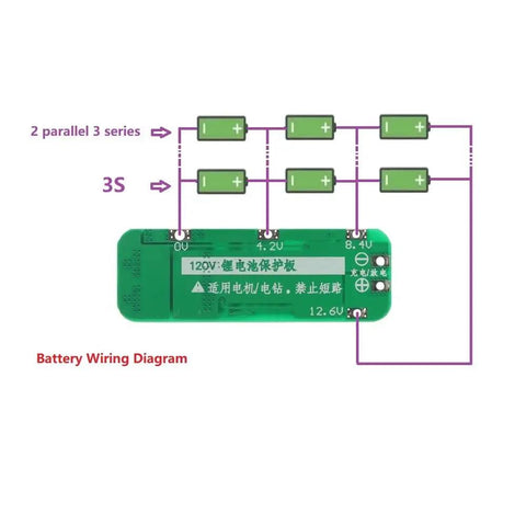 Badass 3S Battery Management System 20 Amp Li Ion And Lipo Cell Balance Protection Module 12.6 Volt wiring diagram for 3S setup.