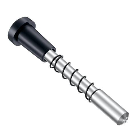 Bulletproof Window Screen Plunger Latches With Black Locking Caps Keeps Screens Locked Tight Beats Flimsy Plastic Pins Rock Solid DIY Upgrade Easy Eight Pack Replacement, close-up view of aluminum and nylon latch.