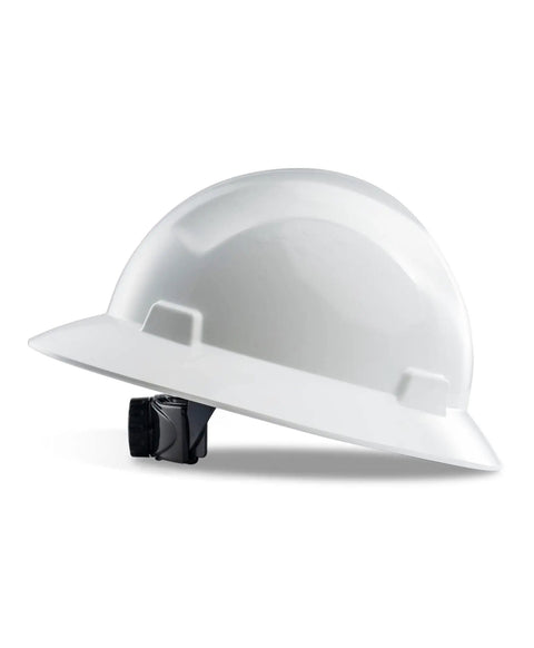 Full Brim Hard Hat For Construction Safety, OSHA Certified And ANSI Z89 Type 1 Class E G C, 4 Point Adjustable Ratchet Suspension, white