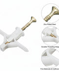 Detailed view of Grab And Go Hollow Wall Mounting Kit with M8 drywall anchors and zinc-plated steel screws for secure fixtures in drywall.