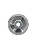 Top Shelf 4 Inch Semi Steel V Groove Caster Wheel With Half Inch Bore And Rock Solid 600 Lbs Rating industrial wheel with gray finish and central bore hole.