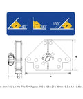 Diagram of Super Durable Zohisin Welding Magnet showing 30 to 50 kilo suction angles of 45°, 90°, and 135° for metal fabrication.