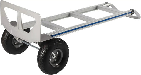 Rock Solid 500 Pound Heavy Duty Aluminum Hand Truck Featuring Comfortable Loop Handle And Quiet Rubber Wheels For Stress Free Moving Home Transport Tasks Worldwide with raised back panel and sturdy rubber wheels.