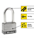 Stainless Steel Outdoor Padlock With Key, 4-Pack Keyed-Alike Set For Saltwater Ready Marine Use, Weatherproof Security Lock Built Tough