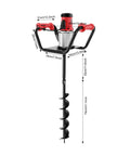 Workhorse 1.5KW Electric Post Hole Digger With 6 Inch Drill Bit And 11.8 Inch Extension Rod, non-slip handle, measurements visible