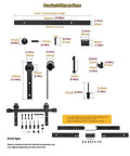 Product dimensions and components of Heavy Duty Sliding Door Track Kit With Carbon Steel Rail For Space Saving Design In Garages And Wardrobes Industrial Grade Track With Black Powder Coated Nylon Rollers For Rust Resistance And High Load Capacity