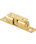 Rock Solid Double Adjustable Brass Ball Catch For Cabinet Doors And Cupboards, gold tone roller latch, 60mm, angled view
