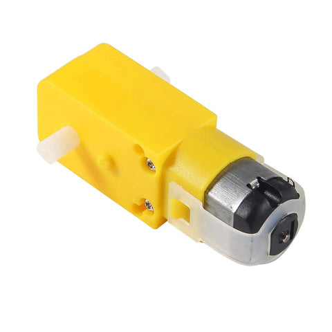 10 Pcs TT Magnetic Gearbox Motors Dual Shaft Geared For Arduino Smart Cars And Robot Projects 3V To 6V DIY Chassis 1 To 48 Reduction High Torque Vibration Ready, close-up of single yellow motor.