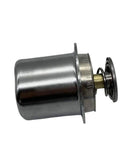 Heavy Duty Rig Ready Top Shelf Engine Cooling Thermostat Replacement Compatible With Cummins QSL8-9 Diesel Engines Part 5478594 And 5284903 side view of thermostat showing metallic finish and spring mechanism.