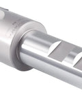 Beefy High Feed Indexable End Mill With One And A Half Inch Cutter Diameter And One Inch Shank Six Flutes Accepts LNMU030312R-JM Inserts