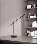Metal LED Desk Lamp 10W 780 Lumen 3000K Dimmer Adjustable Height 15 To 27 Inches Sleek Black And Antique Brass Finish