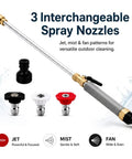 Image of a Power Washer Wand With Jet Nozzle For Garden Hose With Three High Pressure Nozzles And Quick Connectors