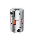 Super Smooth Aluminum Jaw Coupler For Motor And Encoder 6mm X 6mm Clamping Shaft Spider Connects Dividing Tables view from the side, showcasing the smooth joint.