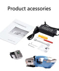 Easy Grip Cordless Electric Strapping Machine Automatic Hot Seal Pallet Bundler Battery Powered For 13 To 16 Mm PP PET Tape with accessories.