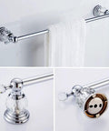 Crystal Bathroom Hardware Set With Retractable Towel Bar Chrome Finish 18.5 to 30.8 Inch Adjustable Includes Towel Bar Details