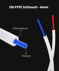 2M PTFE Teflon Tube For 1.75mm Filament 4mm OD 2mm ID Extruder Tubing For 3D Printers, labeled cross-section view