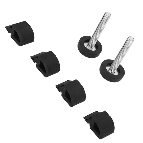 Xixian Truck Hood Bumper Stopper Set For 1967 To 1972 Models Includes Rubber Cushion Buffer And Screws Black Adjuster Replacement Kit That Fits Like A Glove., black rubber hood bumpers and screws shown on white background