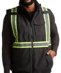 Hi Vis Insulated Safety Vest For Men With Reflective Tape Construction Work Vest Warm Yet Lightweight High Visibility Vest XL Black