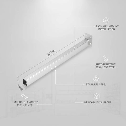 Stainless Steel Wall Mount Column Bracket For Floating Shelves 1 Inch Wide Vertical Support Great For Garage Kitchen And Retail Displays Durable Heavy Duty Shelf Bracket