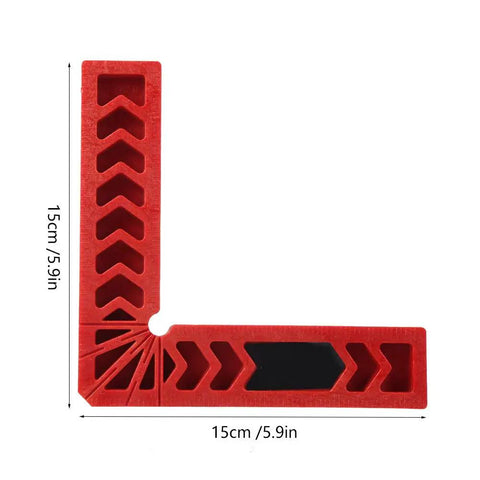Angle Clamps 4 Piece Set With Multi Scale For Woodworking And Carpenter Projects showing red 15cm 90-degree positioner.