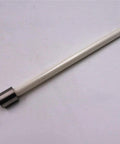 Side view of waterjet pump ceramic plunger; white ceramic rod with metal end, spare part.