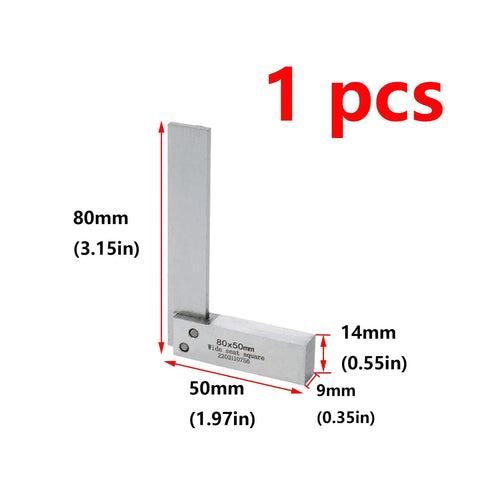 Antrader machinist square, steel L-shaped right-angle ruler with 80 mm vertical leg and 50 mm base