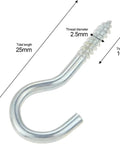 Knockout Vinyl Coated Screw Hooks And Heavy Duty Eye Bolts Designed For Zero Hassle Wall Mounting On Wood Or Drywall Surfaces With A Slick Finish That Keeps Your Space Looking Clean In This Dependable 20 Piece Bundle, showing a 25mm vinyl coated screw hook with detailed measurements.
