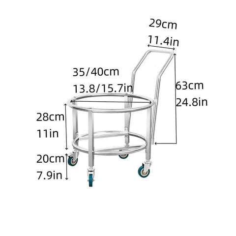 Heavy Duty Stainless Steel Bucket Dolly With Wheels For Stock Pots Soup Pots Barrels And Heavy Loads Portable Hand Truck Built To Roll Easy In Home And Commercial Kitchens Storage And Catering, 35/40cm