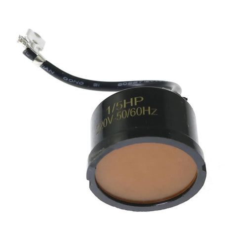 Refrigerator Thermal Overload Protector One Fifth HP 150W shown in black with wire, protects car refrigerators and freezers.