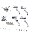 Silver RC Helicopter Cross Plate Set Aluminum With Bearings For K124 And K170 Pro Grade Replacement Spare Part assorted components displayed