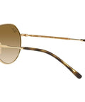Side view of Unisex Round Sunglasses With Gold Frame And Clear Gradient Brown Lenses 51mm Hybrid Hexagonal Round Style