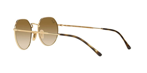 Side view of Unisex Round Sunglasses With Gold Frame And Clear Gradient Brown Lenses 51mm Hybrid Hexagonal Round Style