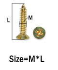 Beefy Brass Countersunk Wood Screws Self-Tapping M3x30 20Pcs Set dual-end locking screw with size diagram