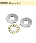 F8-16M thrust ball bearings, 8x16x5 mm, chrome steel; two outer washers and brass ball-bearing with balls (3 parts shown).