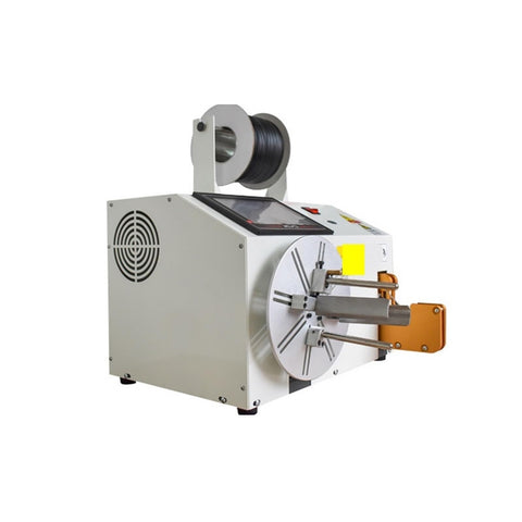 Heavy Duty Automatic Cable Winding Reel And Copper Wire Coil Machine with wire spool, designed for efficient wrapping and tying.