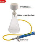 Lab Vacuum Filtration Apparatus Complete Suction Filter Kit With Hand Pump Funnel And Distillation Equipment For Chemistry Labs And Home Experiments For DIY Chemists shown with 80ml funnel, 1000ml flask, and extractor.