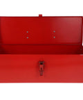 Tough As Nails Red Metal Toolbox Organizer With Secure Latch Closure And Rugged Portable Handle, open view showing spacious interior.