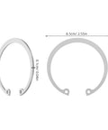 Five Piece Stainless Steel Internal Snap Ring Kit C Clips External Retaining Rings With Elastic Design shown with measurements