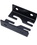 These Dang Tough Iron Bed Rail Connectors Make Assembly A Breeze Four Pack Heavy Duty Steel Brackets For Wooden Frames Headboards Footboards Easy Hook Up Fastener Hardware 3.94 Inches Long, black steel connectors.